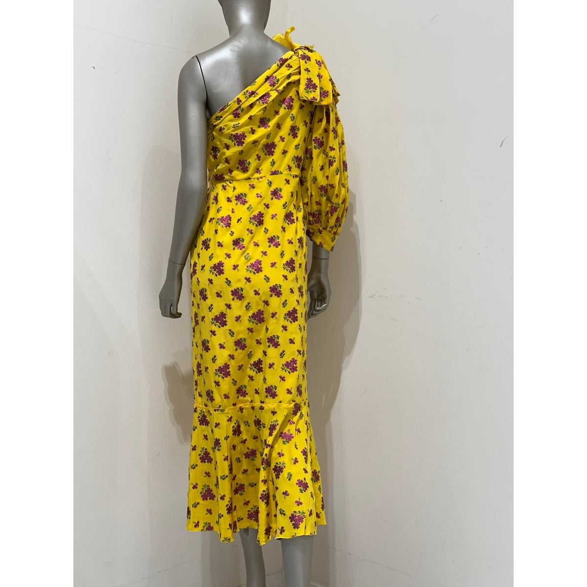Gucci SS2008 Yellow Floral One-Shoulder Dress Sz.42 Pre-owned