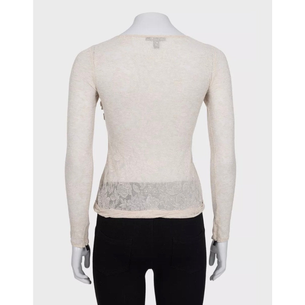Louis Vuitton Beige Lace Body-Con Top Sz.36 Pre-owned