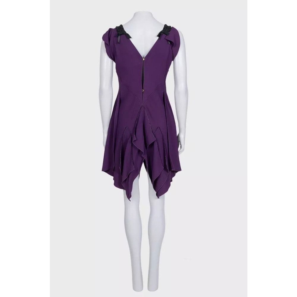 Louis Vuitton Purple Asymmetrical Draped Dress - Size M Pre-owned