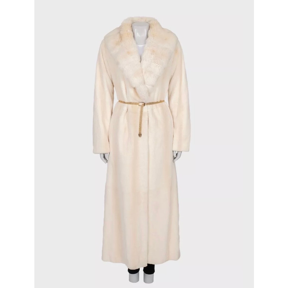 Fendi Beige Maxi Coat with Gold Belt - XL Pre-owned