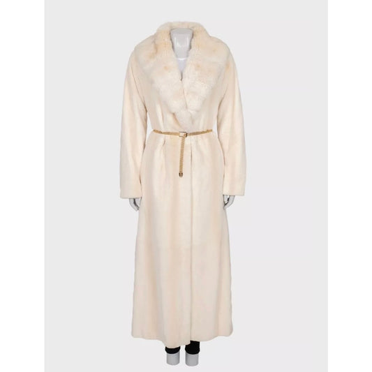 Fendi Beige Mink Fur Maxi Coat with Gold Belt - XL Pre-owned