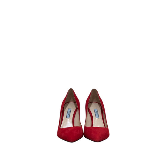NWOB Prada Red Suede Pointed Toe Pumps  Sz.37.5 Pre-owned