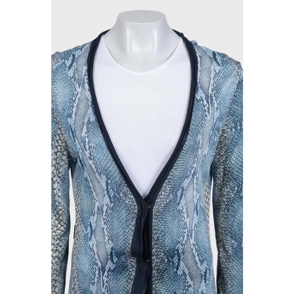 Roberto Cavalli Animal Print Long Viscose Cardigan Sz.42 Pre-owned
