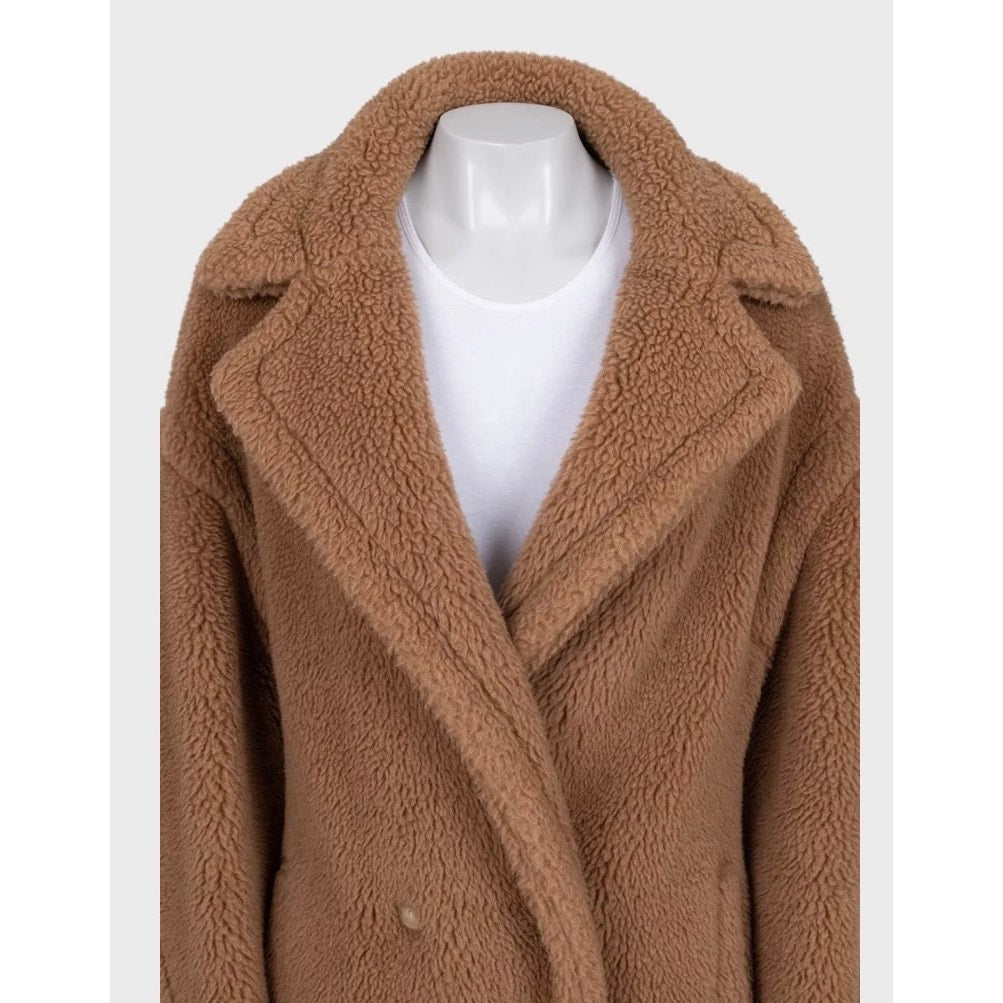 Max Mara Camel Wool & Silk Oversize Teddy Coat Sz.L Pre-owned