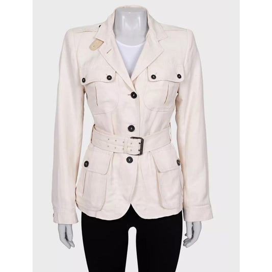 Tom Ford White Single-Breasted Jacket with Belt – Size FR40 / L Pre-owned