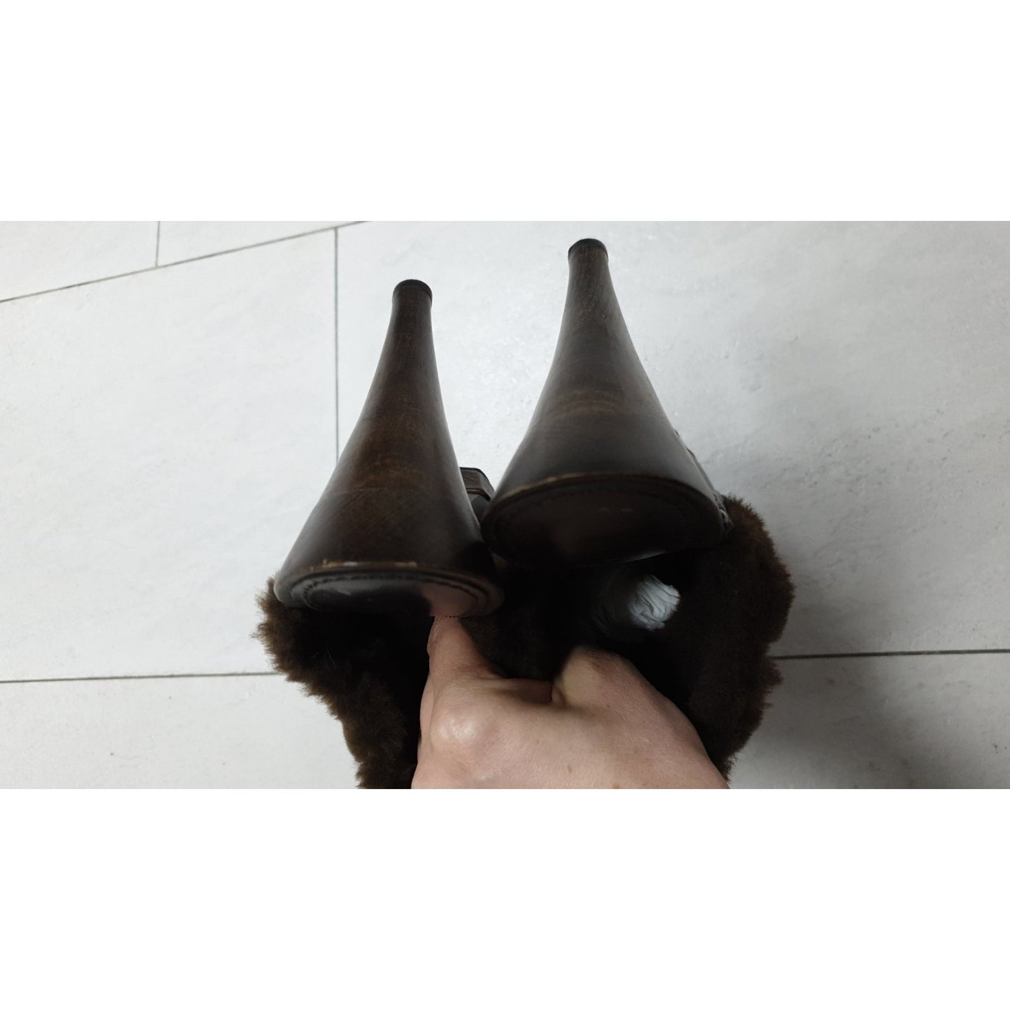 Christian Dior Vintage Quilted Leather Shearling Mules Sz.40.5 Pre-owned