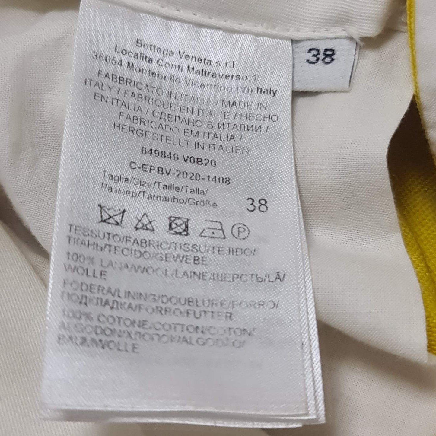 Bottega Veneta High-Waisted Yellow Wool Trousers Pants Sz.38 Pre-owned