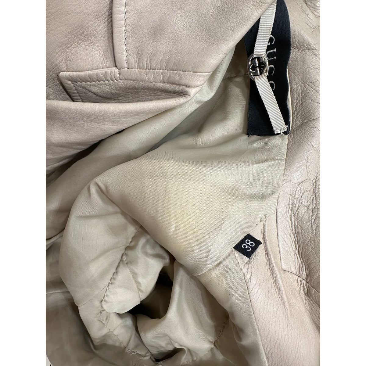 Gucci Vintage Tom Ford Era Ivory Leather Blazer Sz.38 Pre-owned