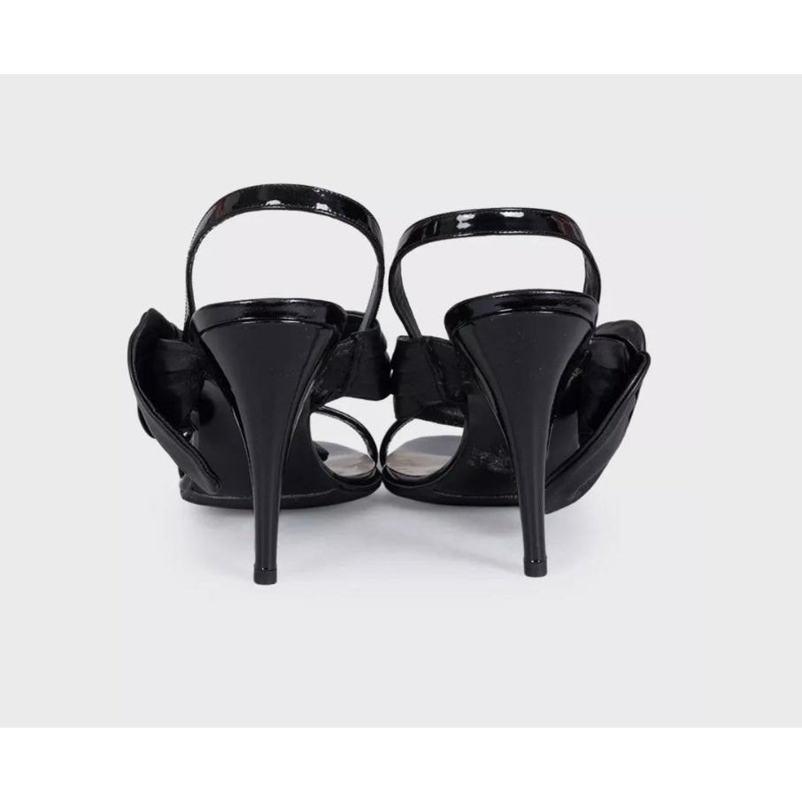 Gianfranco Ferré Black Patent Leather Bow-Detail Sandals Sz.40 Pre-owned