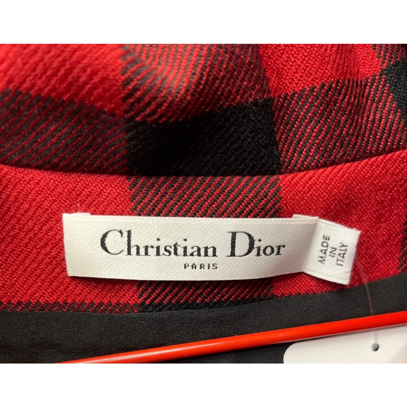 Christian Dior Red Plaid Wool Dress - Size IT44 pre-owned