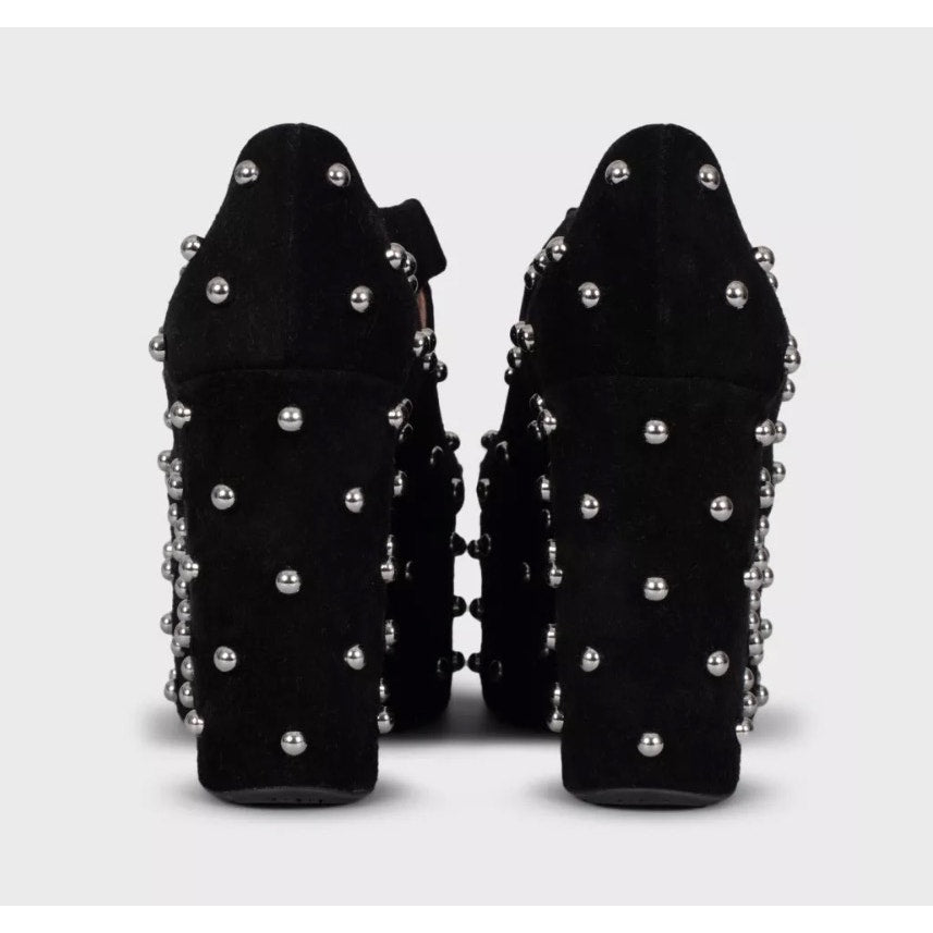 NWOB Alaïa Black Suede Wedge Pumps - Size EU 38 Pre-owned