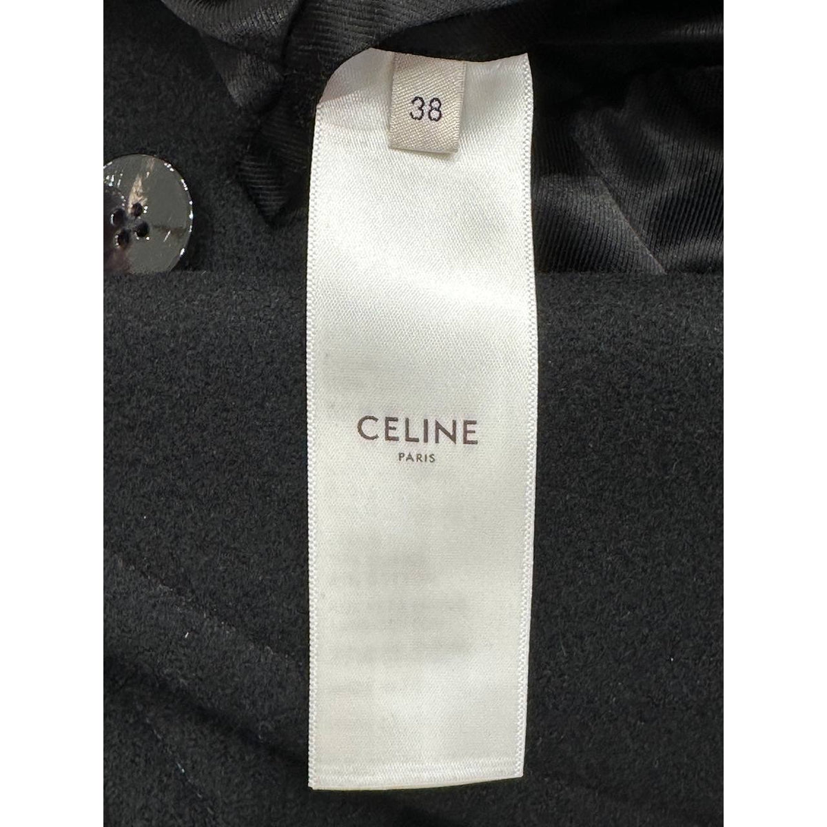 Celine Black Double-Breasted Wool Coat, Size 38  Pre-owned