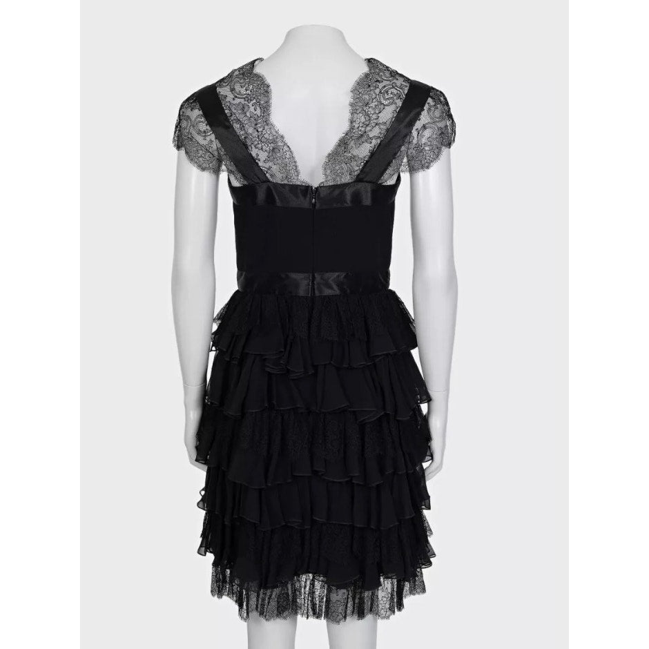 Oscar de la Renta Black Lace Fitted Dress - UK6/XS Pre-owned