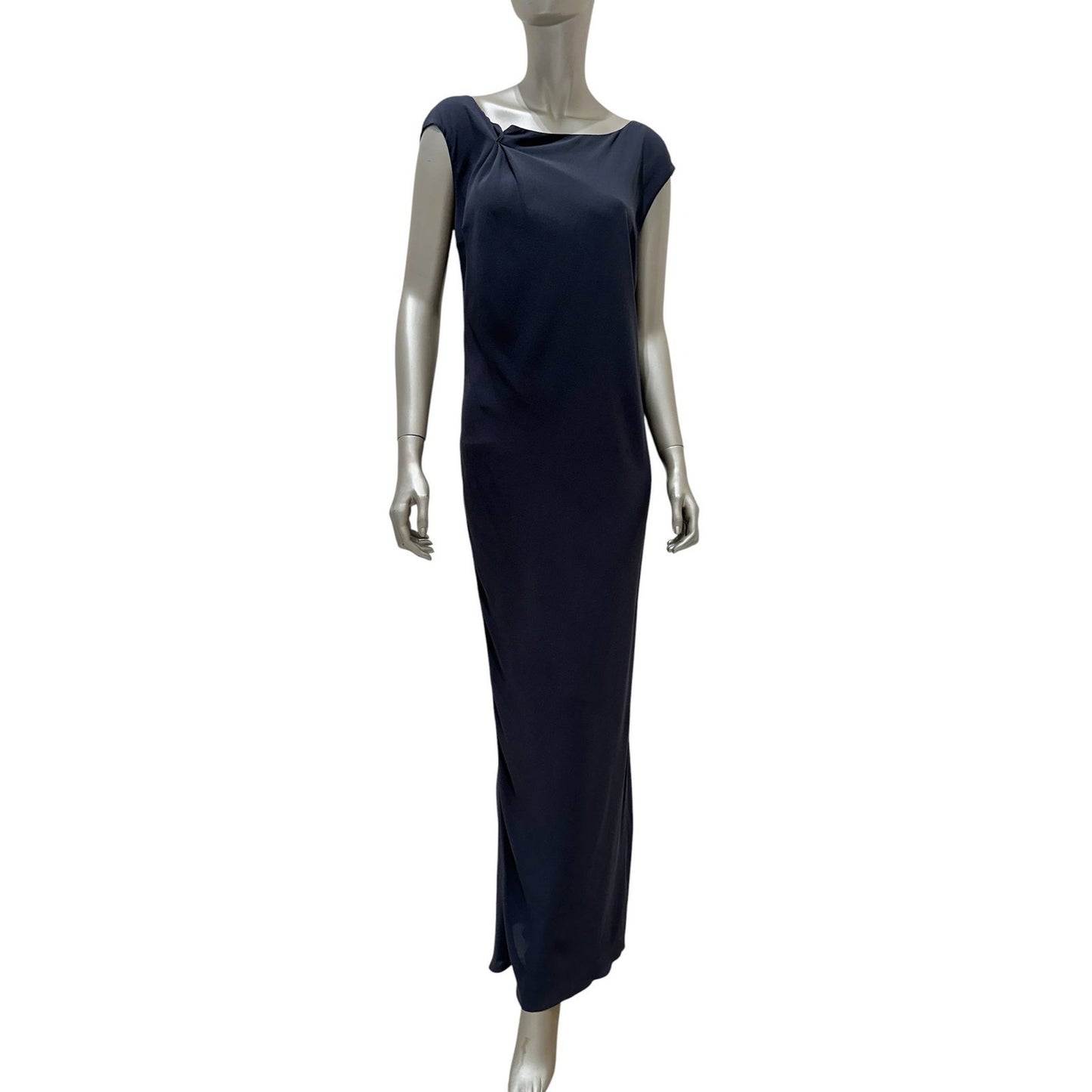 Brunello Cucinelli Gray Silk Open Back Maxi Dress Sz.M Pre-owned