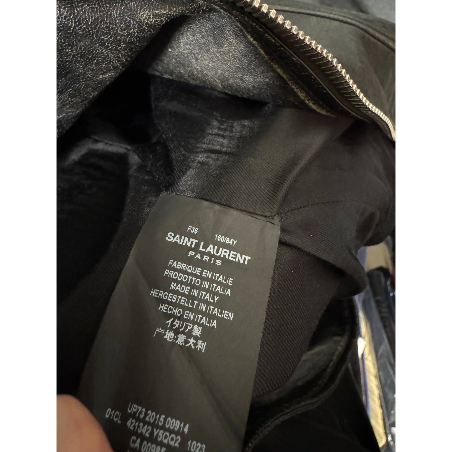 Saint Laurent Black Leather Fitted Biker Jacket Sz.36/S Pre-owned