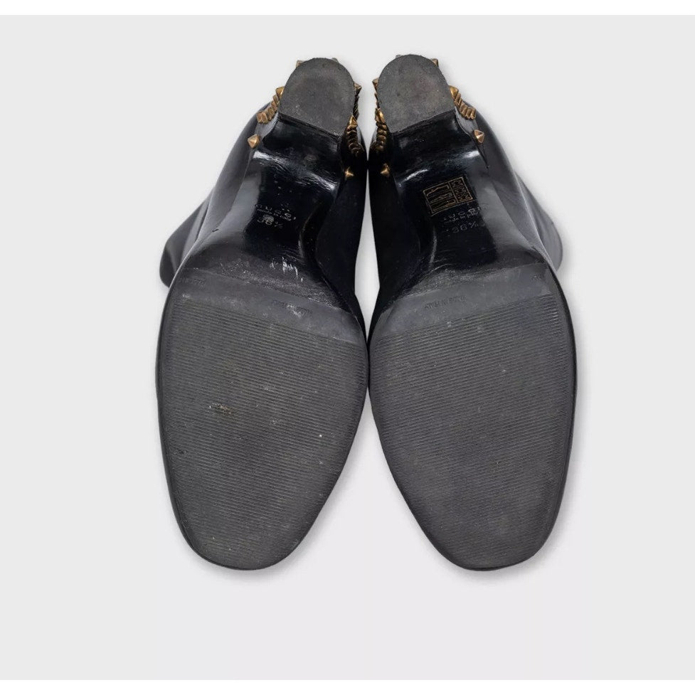 Gucci Studded Leather Block Heel Boots - Size 36.5 Pre-owned