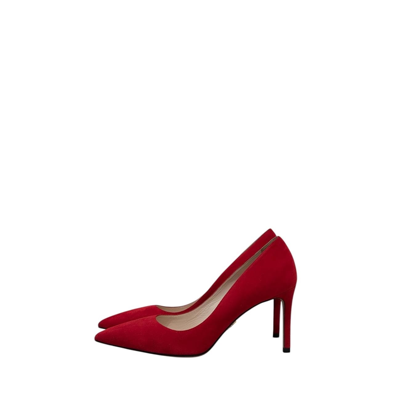 NWOB Prada Red Suede Pointed Toe Pumps  Sz.37.5 Pre-owned