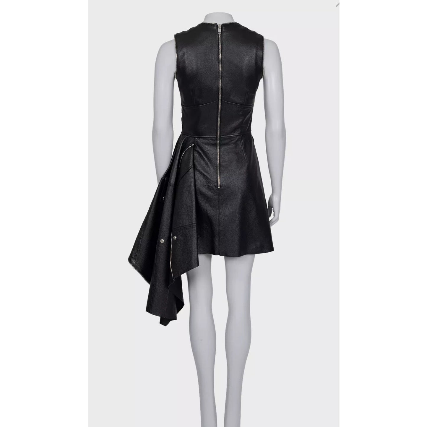 Alexander McQueen Black Leather Asymmetric Dress Sz.40 IT Pre-owned