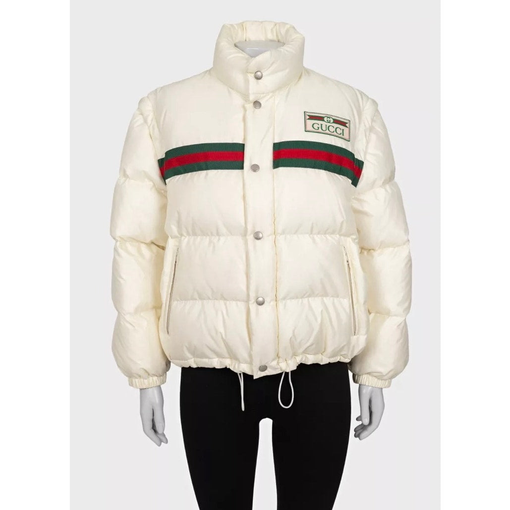 Gucci White Down  Detachable Sleeves Jacket Sz.40 IT Pre-owned