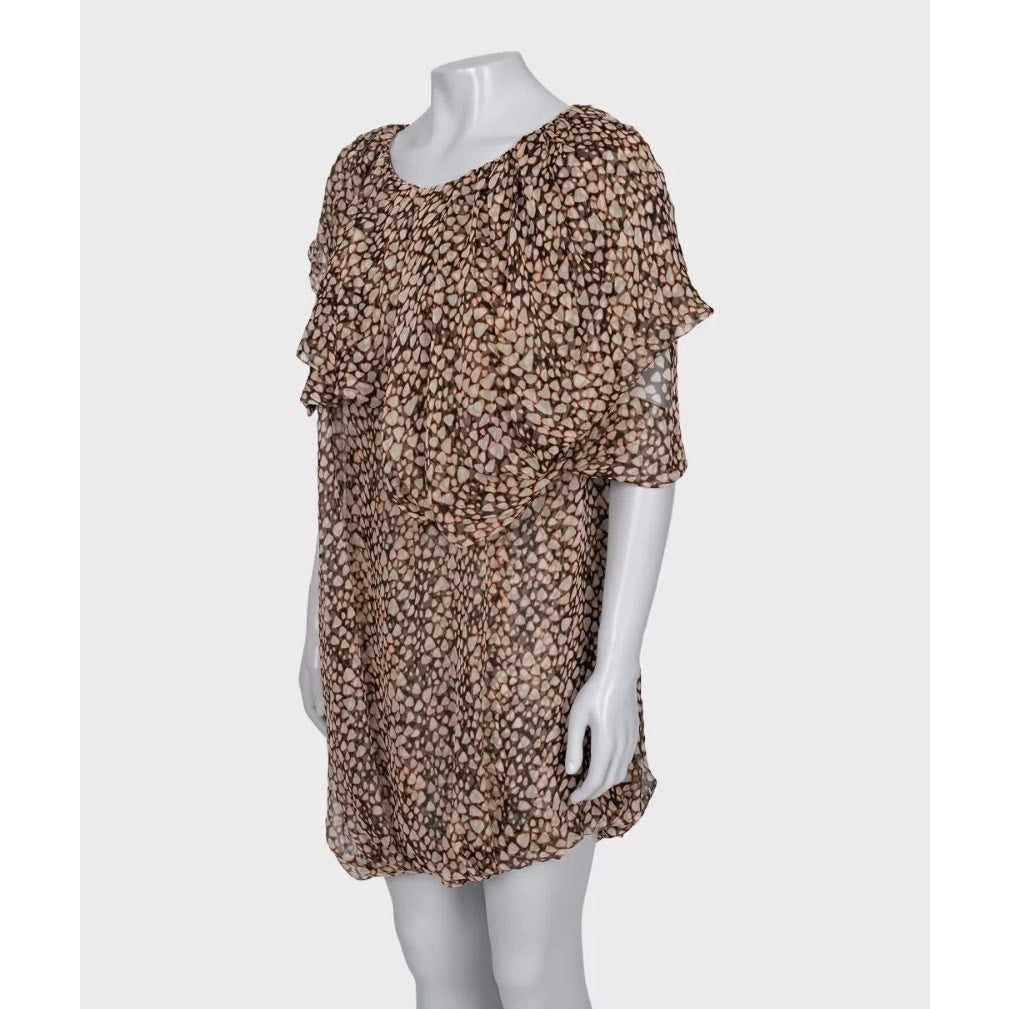 Saint Laurent Asymmetrical Animal Print Silk Dress Sz.38 Pre-owned