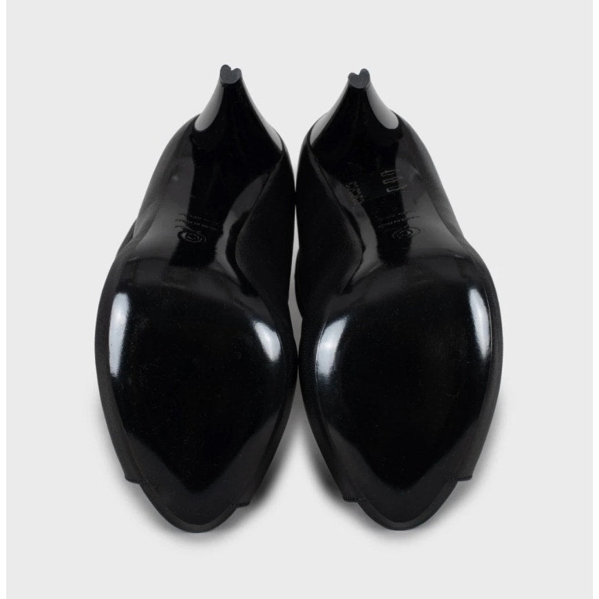 NWOB Alexander McQueen Black Leather Open-Toe Boots Sz.37 Pre-owned