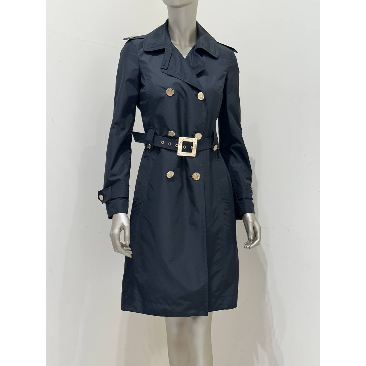 Vintage Versace Black Medusa Trench Coat Sz.40 Pre-owned