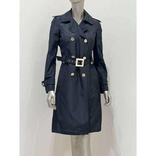 Vintage Versace Black Medusa Trench Coat Sz.40 Pre-owned