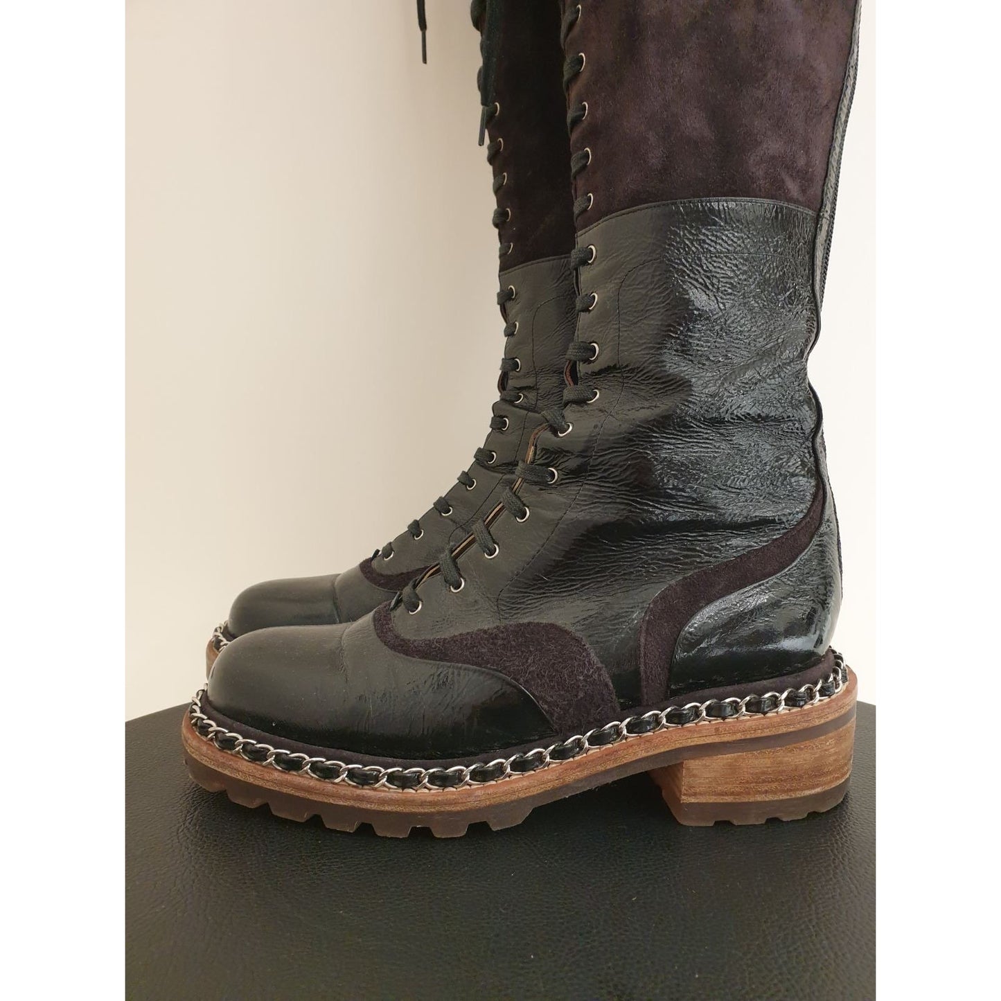 Chanel Paris-Salzburg Brown Suede Over-the-Knee Boots Sz.36 Pre-owned
