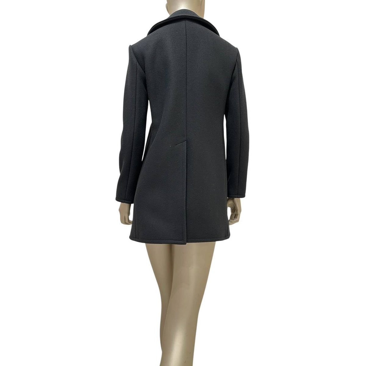 Celine Black Double-Breasted Wool Coat, Size 38  Pre-owned