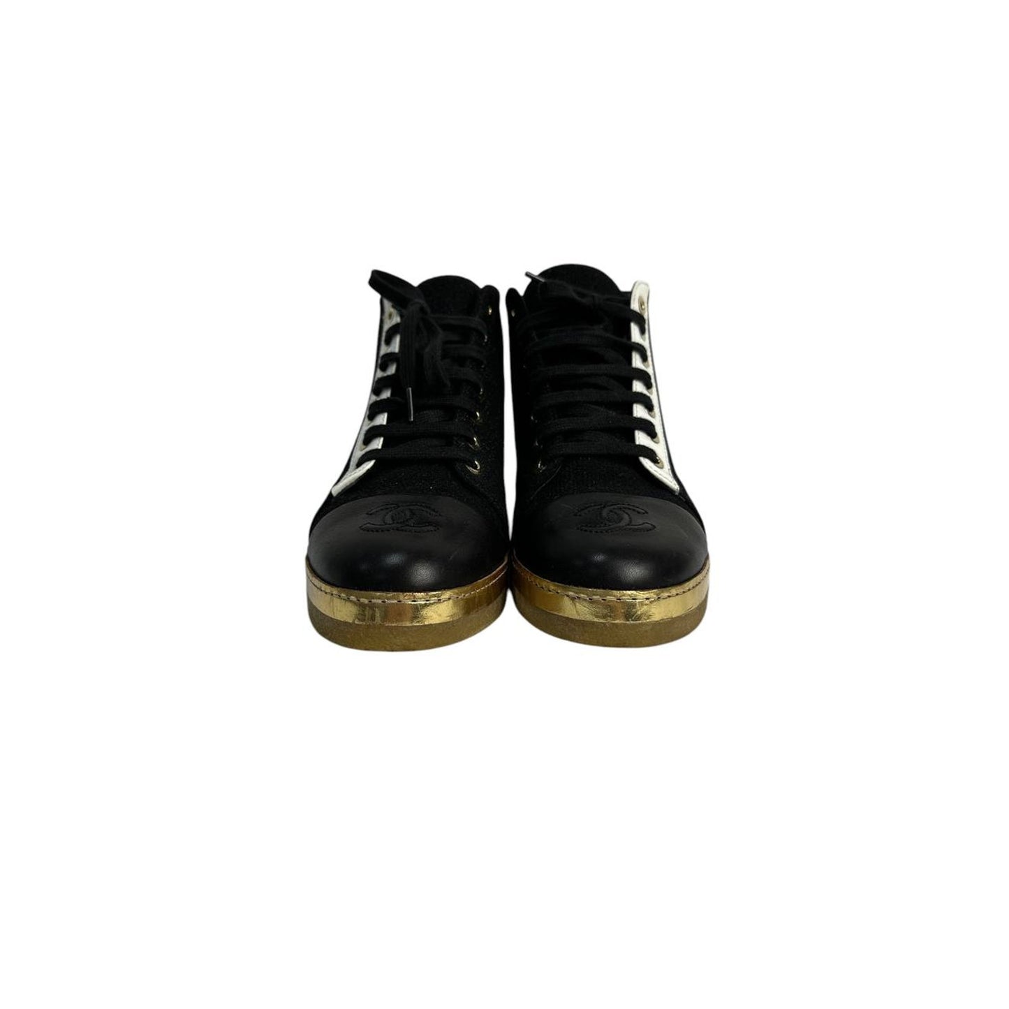 Chanel High-Top Glitter Textile Sneakers Booties Sz.36 Pre-owned