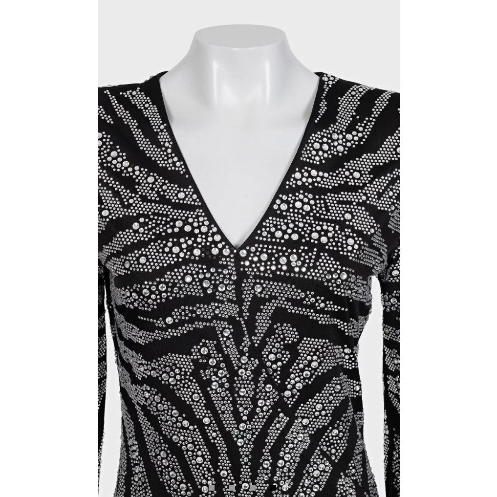 Balmain Black Crystal Embellished Maxi Dress XS Pre-owned