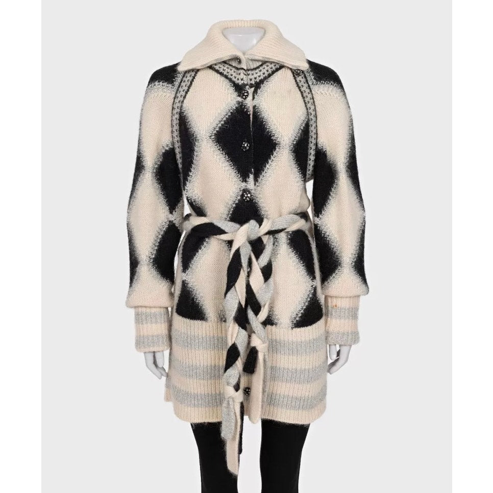 Chanel Luxury Cashmere Blend Belted Cardigan Sz 38/M Pre-owned