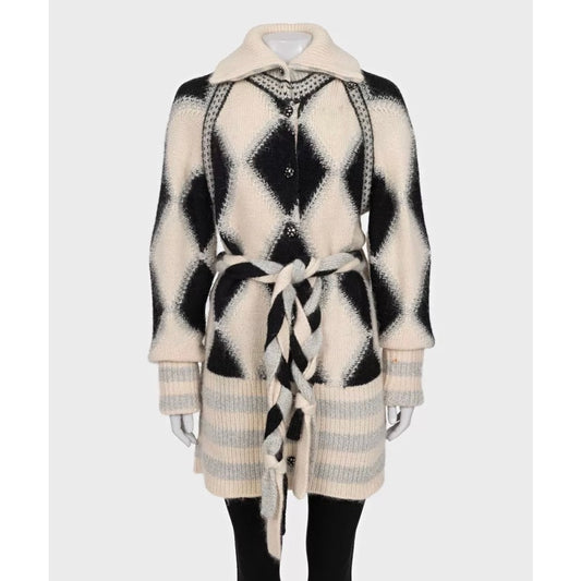 Chanel Luxury Cashmere Blend Belted Cardigan Sz 38/M Pre-owned