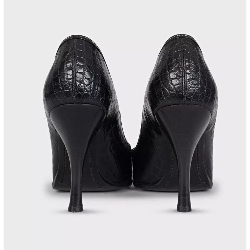 Prada Black Leather Pointed-Toe Pumps, Size 40.5 Pre-owned