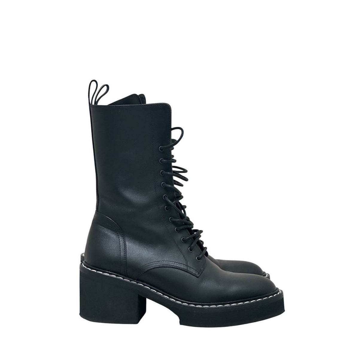 Khaite Black Leather Combat Boots Sz.38.5 Pre-owned