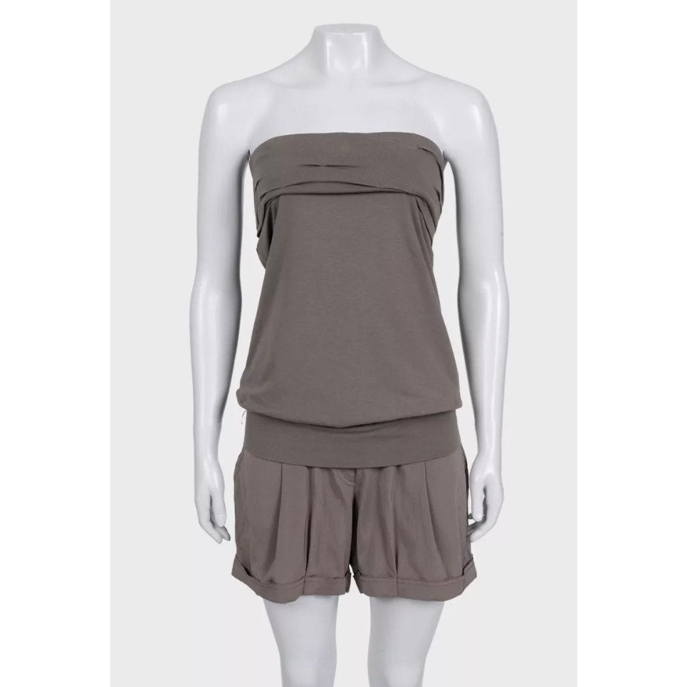 Brunello Cucinelli Silk Cotton Tailored Short Jumpsuit Sz.L pre-owned