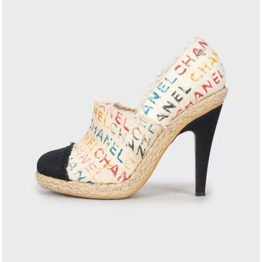 Chanel Multicolor Textile Logo Print Ankle Boots - Size 40 Pre-owned