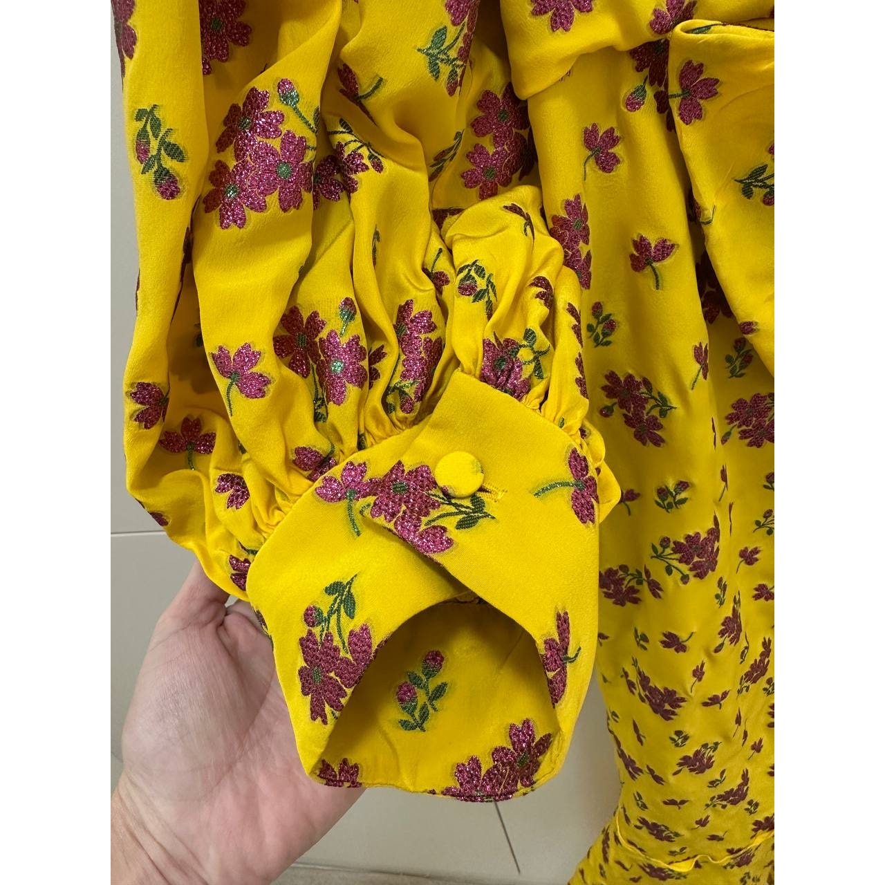 Gucci SS2008 Yellow Floral One-Shoulder Dress Sz.42 Pre-owned