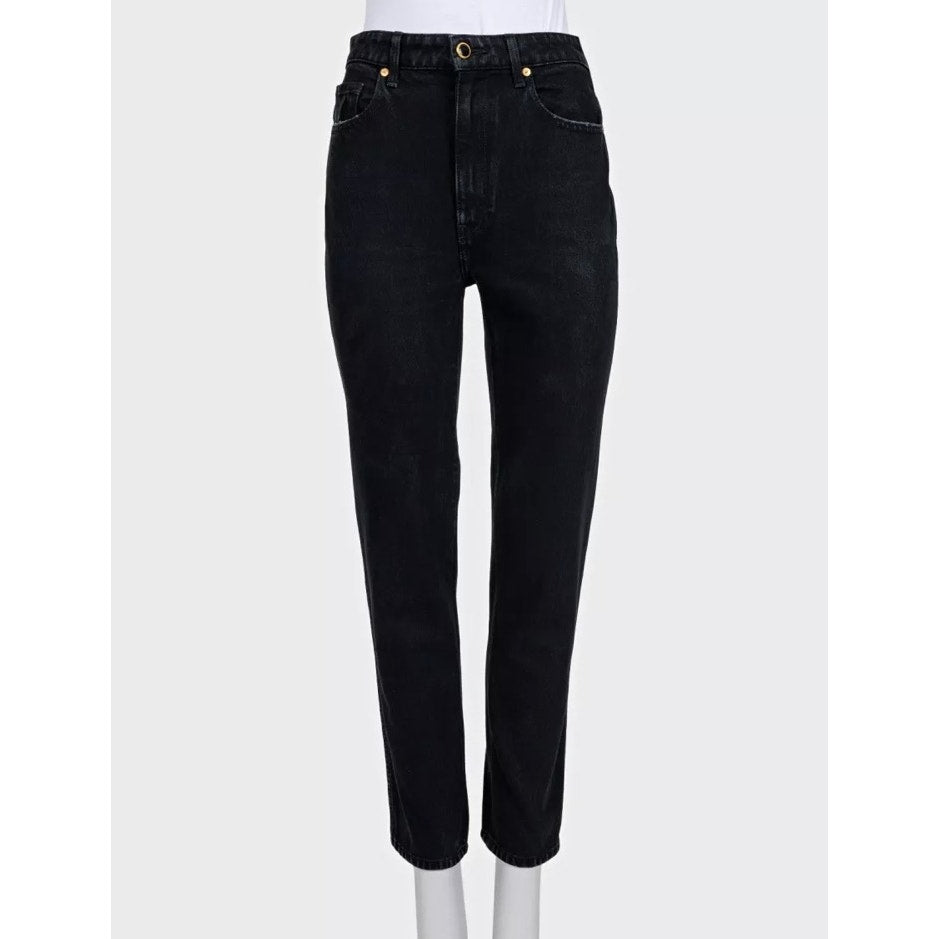 Khaite Black Straight-Leg Jeans with Gold Button Detail Sz.W25 | XS pre-owned