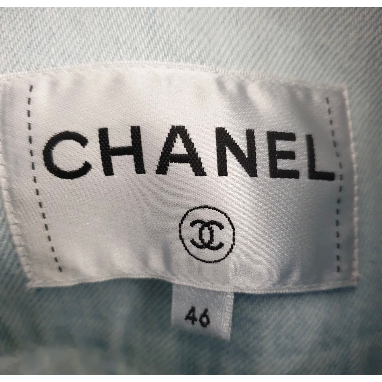 Chanel 2018 Striped Denim Jacket, Size 46 Pre-owned