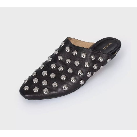Khaite The Otto Black Leather Clogs - Size 38.5 pre-owned