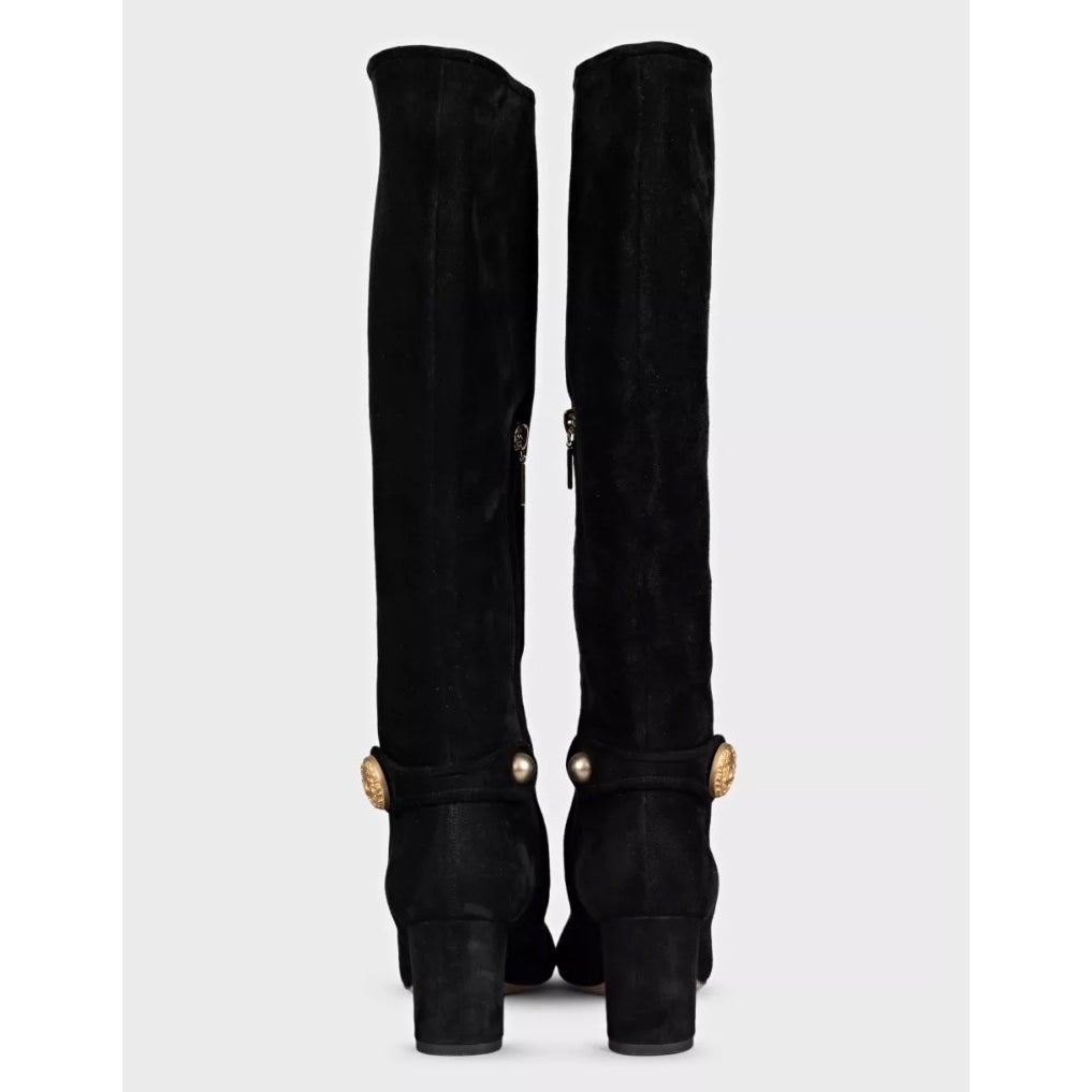 Dolce & Gabbana Black Suede Knee High Boots, EU 38 Pre-owned