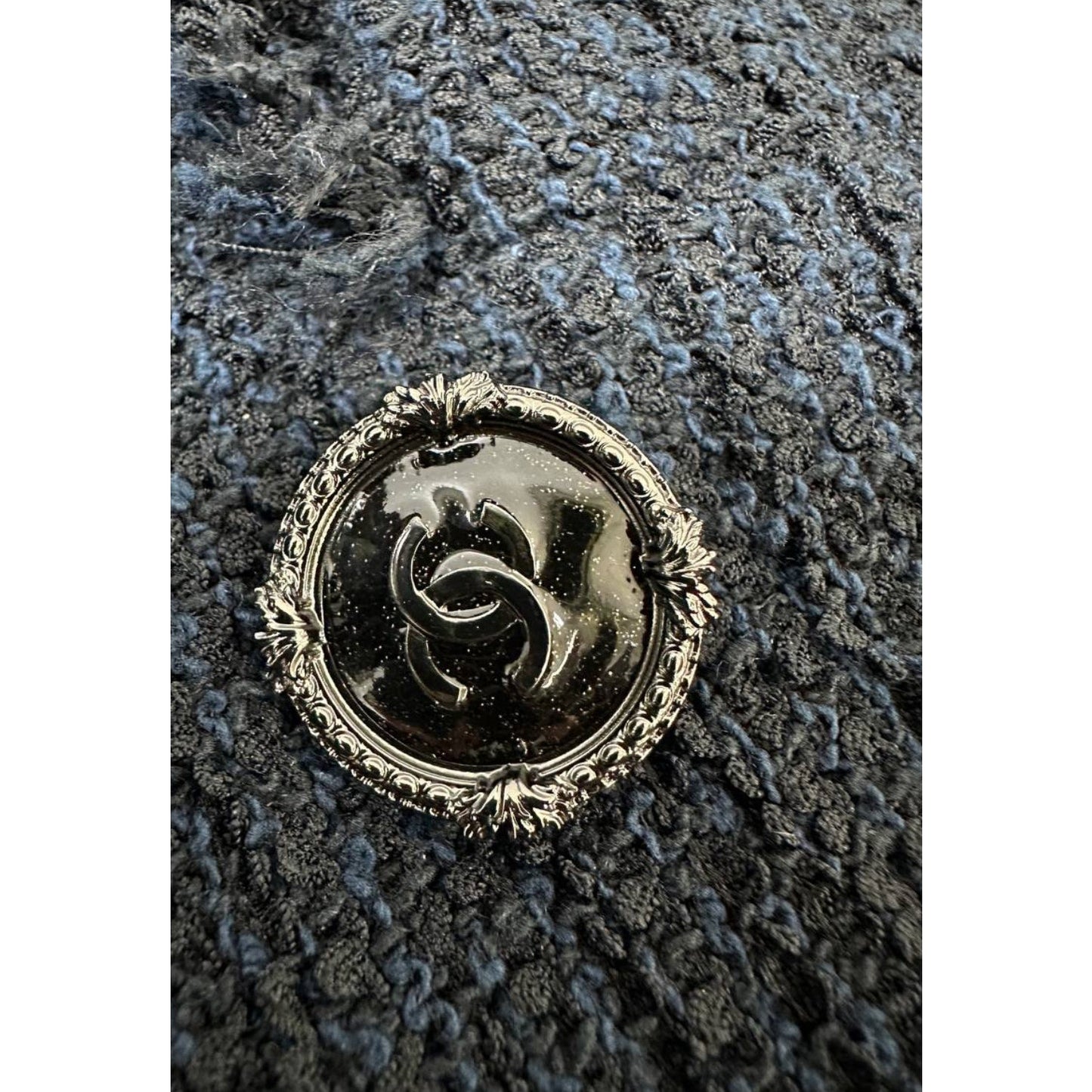 Chanel Paris Seul CC Buttons Timeless Black Tweed Jacket, Size 38 pre-owned