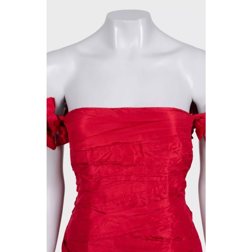 Valentino Red Silk Corset Bodycon Dress - Elegant US 6 S Pre-owned