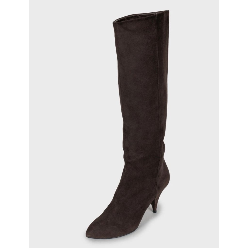 Saint Laurent Brown Suede Wedge Knee-High Boots Sz.38 Pre-owned