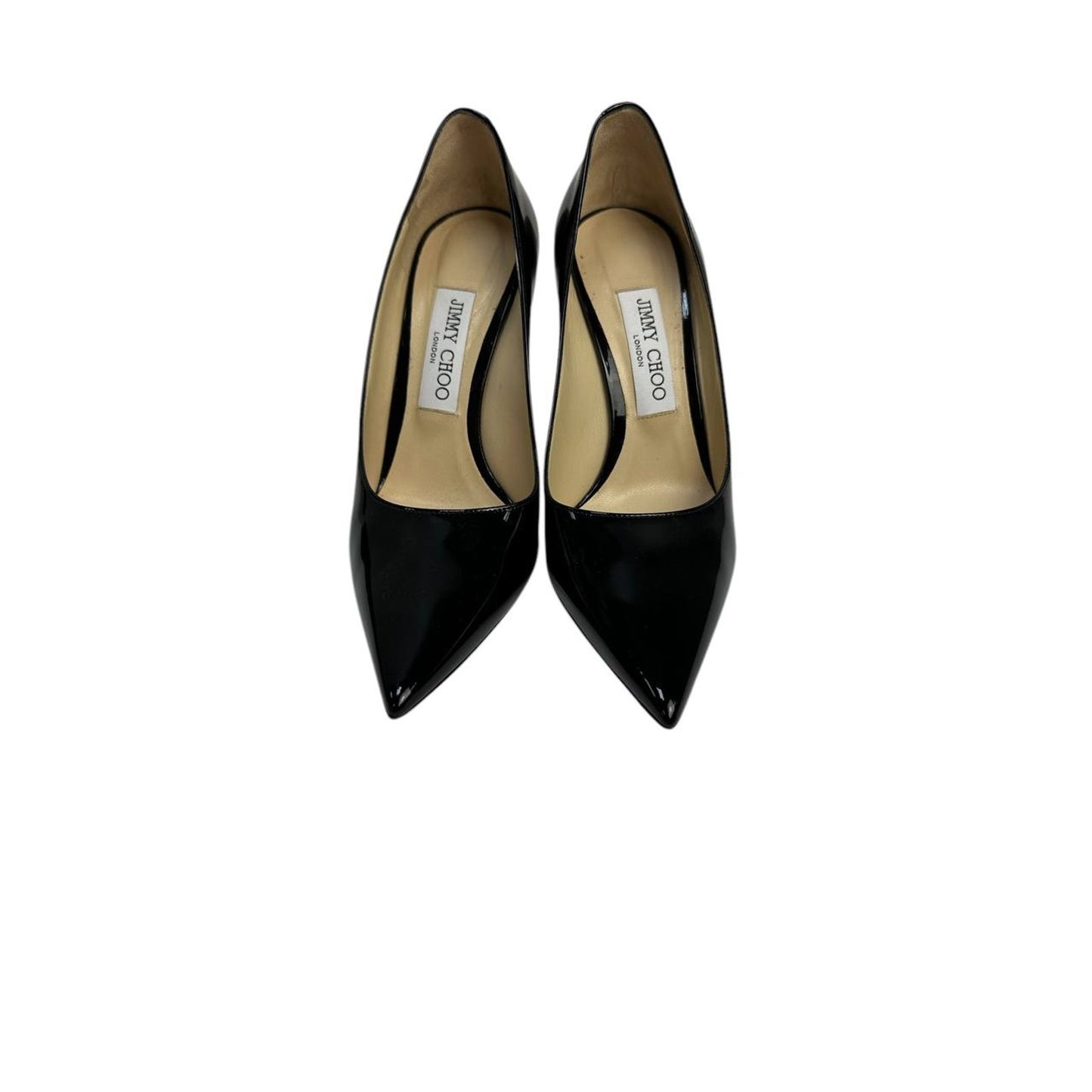 Jimmy Choo Black Patent Leather Stilettos Pumps Heels Sz.38 pre-owned