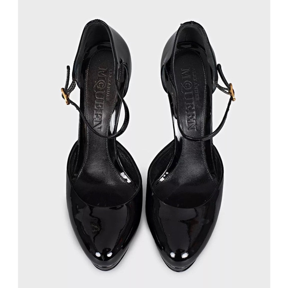 Alexander McQueen Black Patent Leather Sculpted Pumps Sz.37.5 Pre-owned