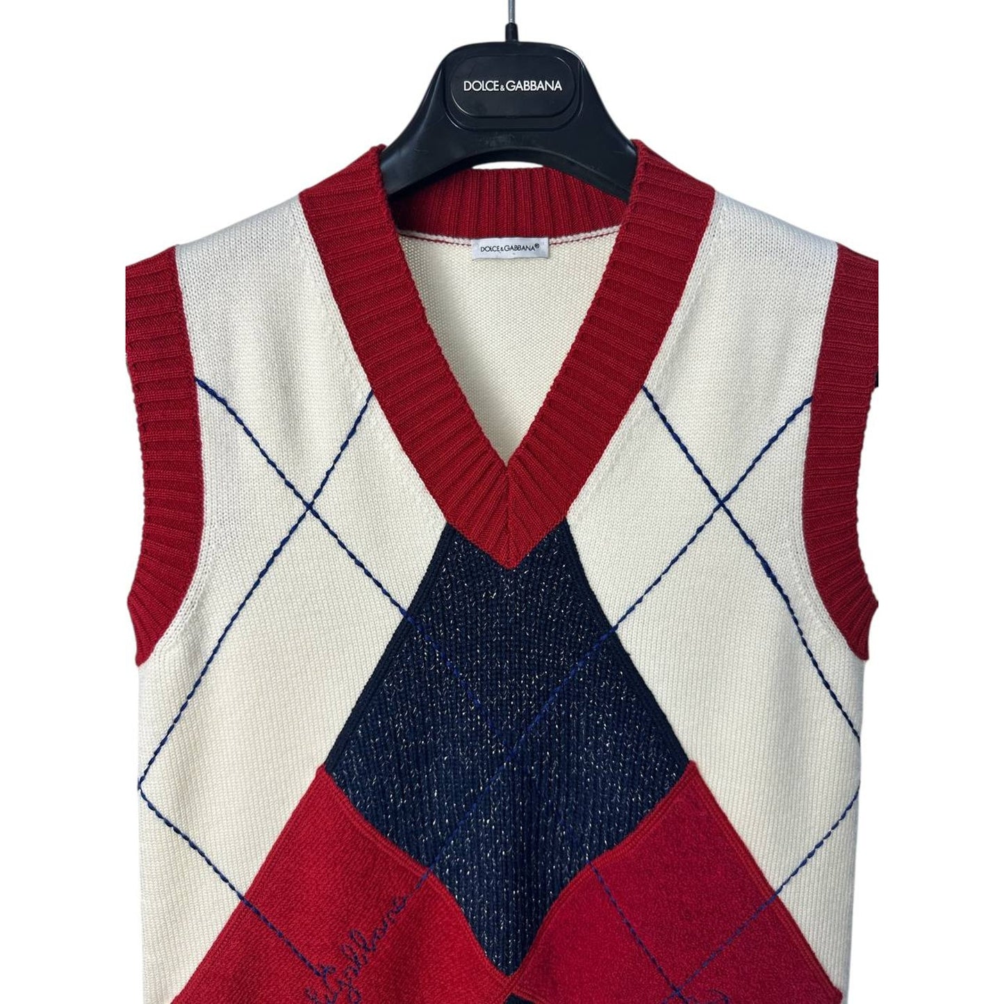 Dolce & Gabbana Kid's Diamond-patterned Vest Sleeveless Sweater Sz.9-10 years Pre-owned