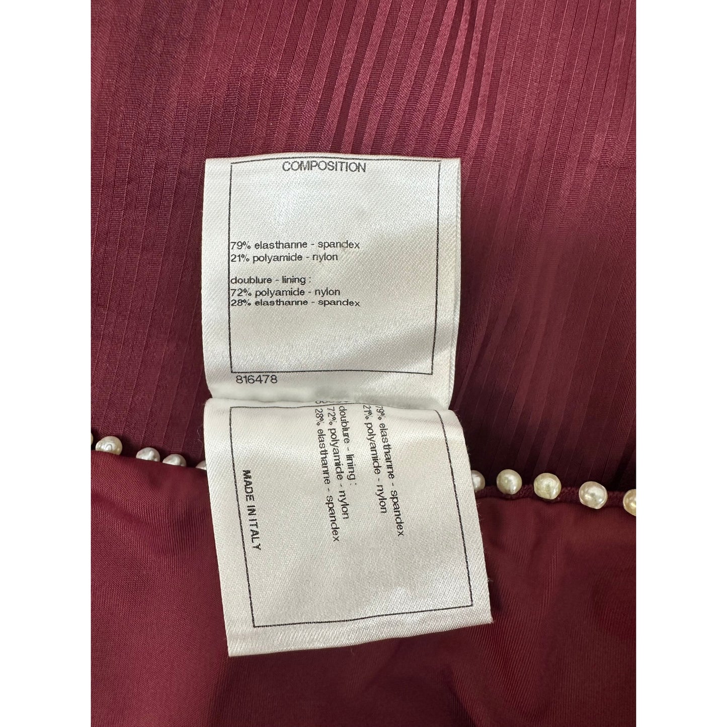 Chanel Burgundy Pearls Swimsuit Sz.42 pre-owned