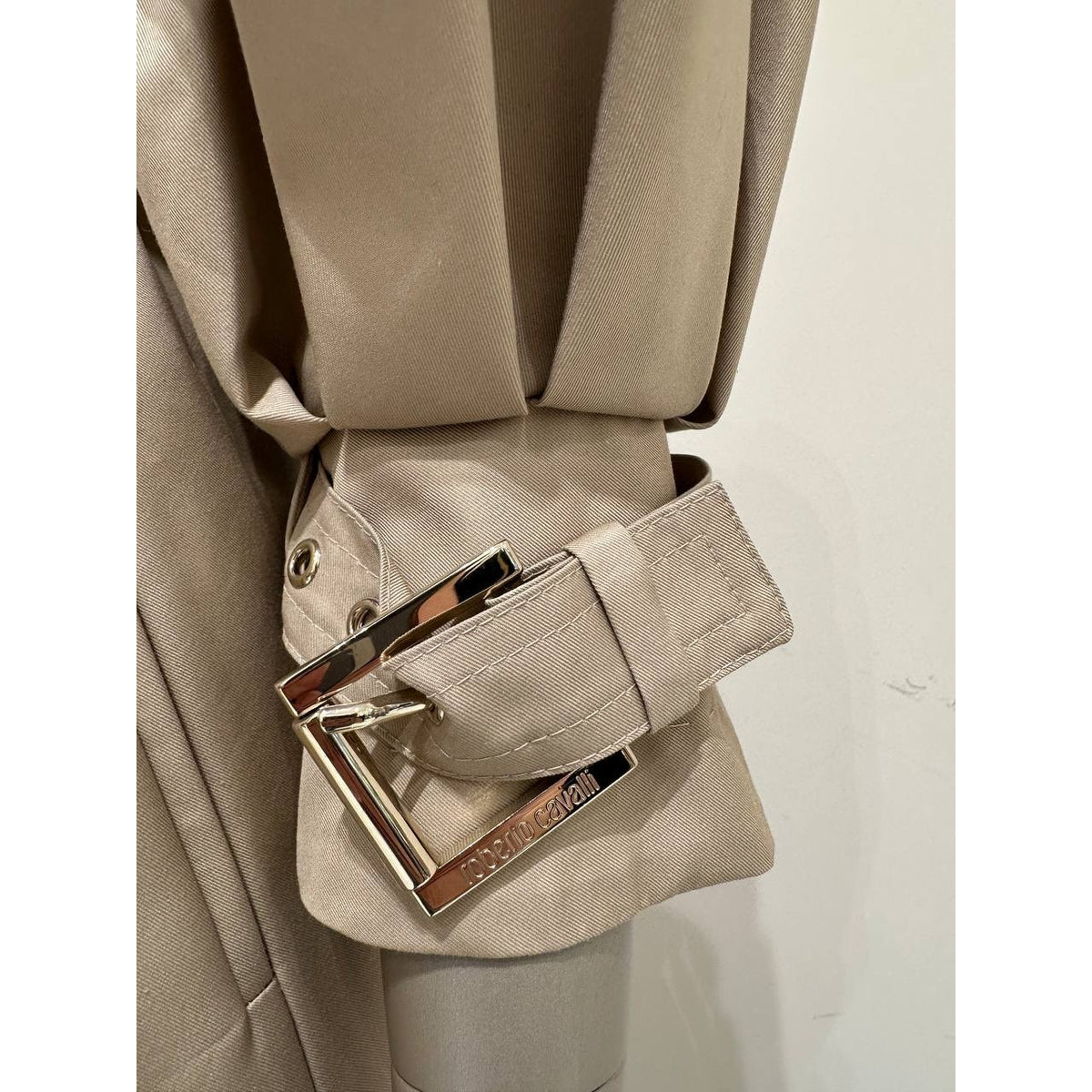 Cavalli Elegant Beige Double-Breasted Trench Coat Sz.40 Pre-owned